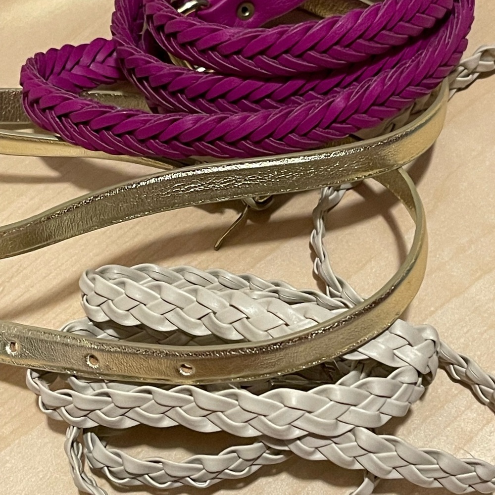 (3) New skinny braid belts H&M